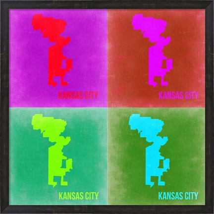 Framed KansasCity Pop Art Map 2 Print