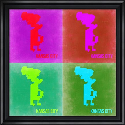 Framed KansasCity Pop Art Map 2 Print