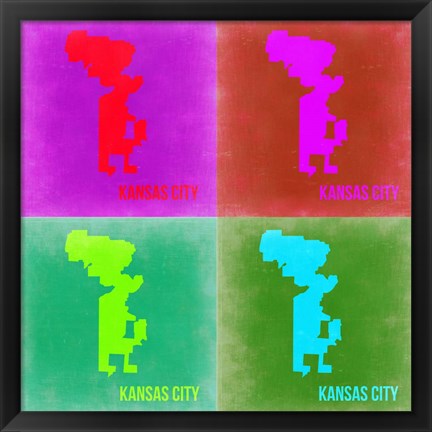 Framed KansasCity Pop Art Map 2 Print