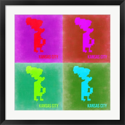 Framed KansasCity Pop Art Map 2 Print