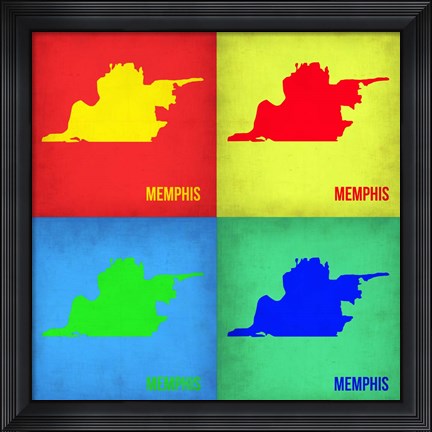 Framed Memphis Pop Art Map 1 Print