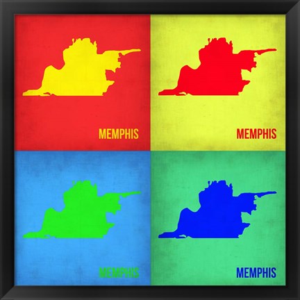 Framed Memphis Pop Art Map 1 Print