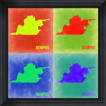 Framed Memphis Pop Art Map 2 Print
