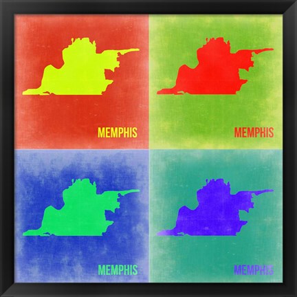 Framed Memphis Pop Art Map 2 Print