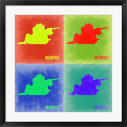 Framed Memphis Pop Art Map 2 Print