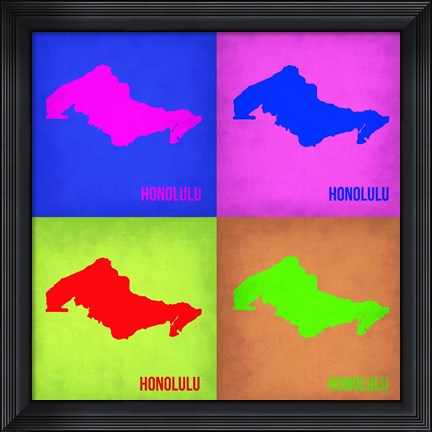 Framed Honolulu Pop Art Map 1 Print