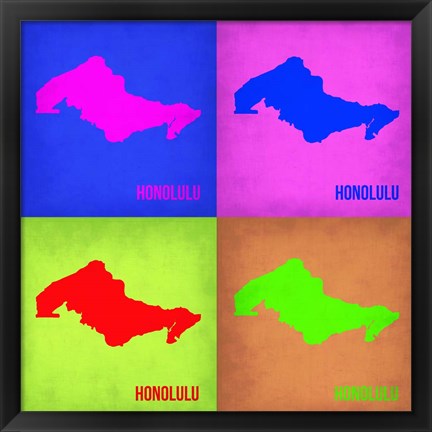 Framed Honolulu Pop Art Map 1 Print