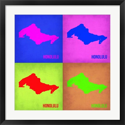 Framed Honolulu Pop Art Map 1 Print