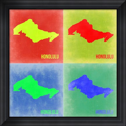 Framed Honolulu Pop Art Map 2 Print