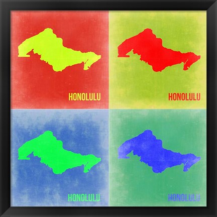 Framed Honolulu Pop Art Map 2 Print