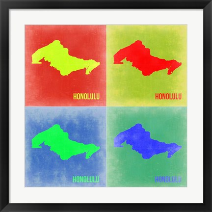 Framed Honolulu Pop Art Map 2 Print