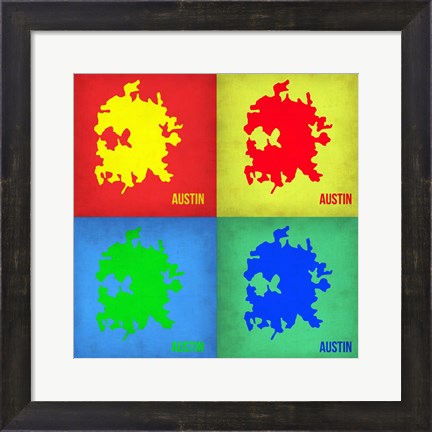 Framed Austin Pop Art Map 1 Print