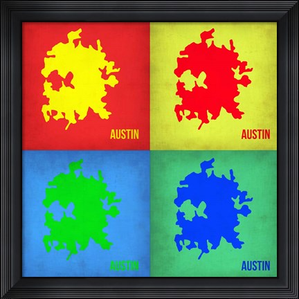 Framed Austin Pop Art Map 1 Print