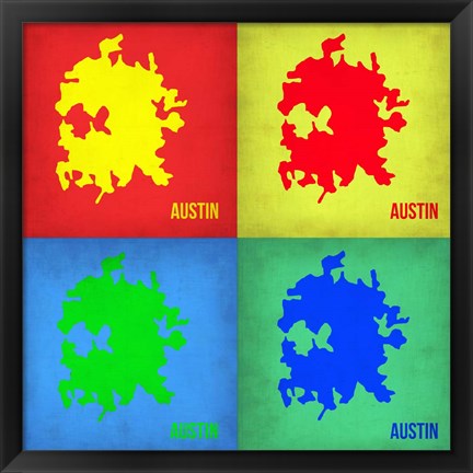 Framed Austin Pop Art Map 1 Print