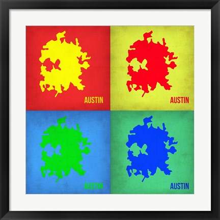 Framed Austin Pop Art Map 1 Print