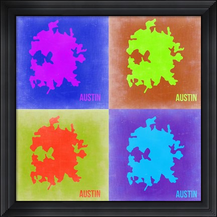 Framed Austin Pop Art Map 2 Print