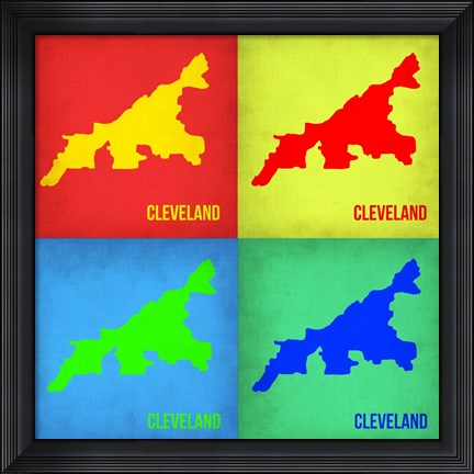 Framed Cleveland Pop Art Map 1 Print