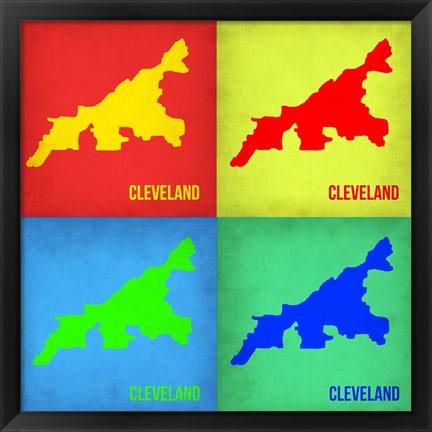 Framed Cleveland Pop Art Map 1 Print