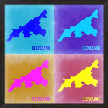 Framed Cleveland Pop Art Map 2 Print