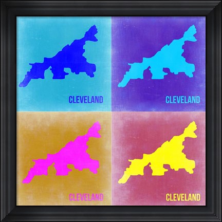 Framed Cleveland Pop Art Map 2 Print