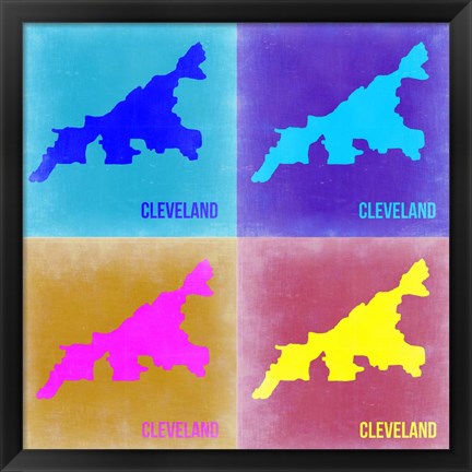 Framed Cleveland Pop Art Map 2 Print