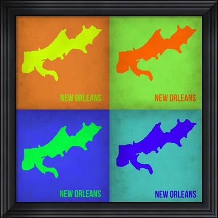 Framed New Orleans Pop Art Map 1 Print