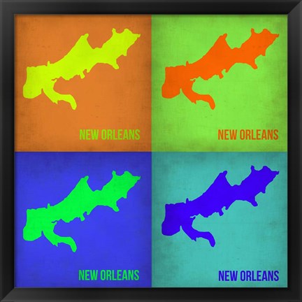 Framed New Orleans Pop Art Map 1 Print