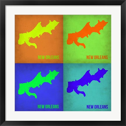 Framed New Orleans Pop Art Map 1 Print