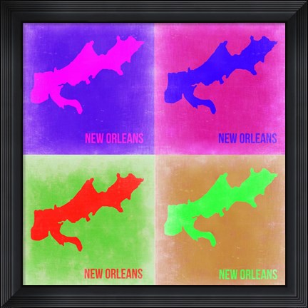 Framed New Orleans Pop Art Map 2 Print