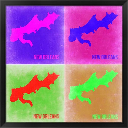 Framed New Orleans Pop Art Map 2 Print