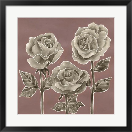 Framed Marsala Roses I Print