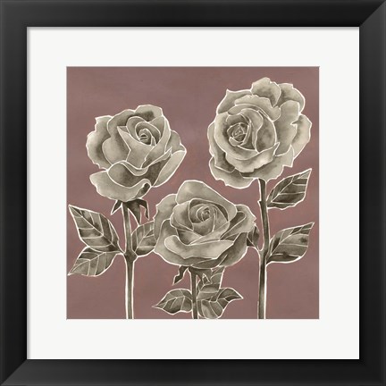 Framed Marsala Roses I Print