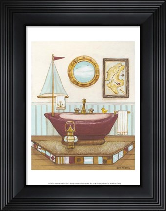 Framed Nautical Bath I Print