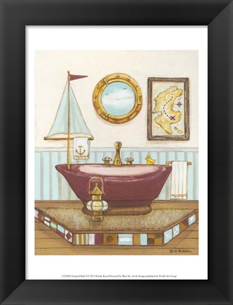 Framed Nautical Bath I Print