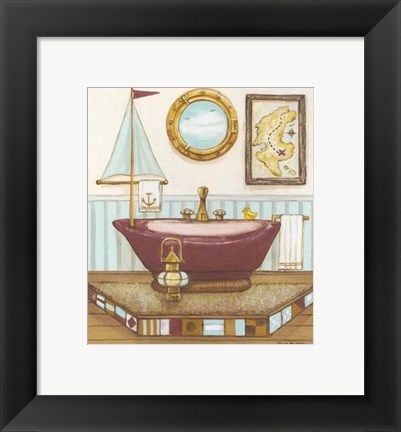 Framed Nautical Bath I Print