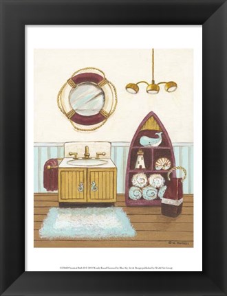 Framed Nautical Bath II Print