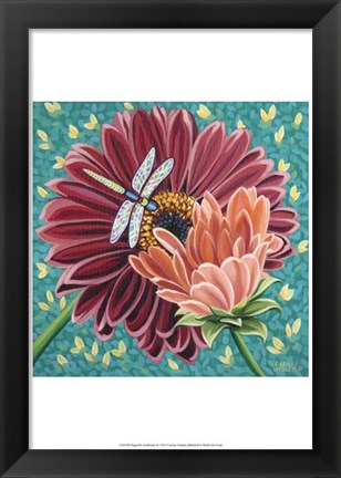 Framed Dragonfly on Blooms II Print