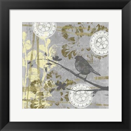 Framed Serene Bird &amp; Branch I Print