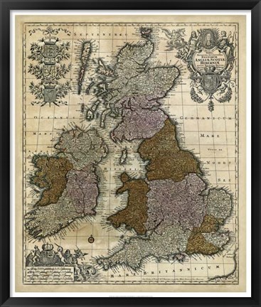 Framed Map of England, Scotland &amp; Ireland Print