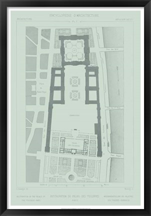 Framed Mint &amp; Slate Garden Plan I Print