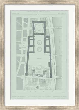 Framed Mint &amp; Slate Garden Plan I Print