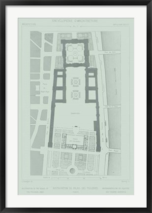 Framed Mint &amp; Slate Garden Plan I Print