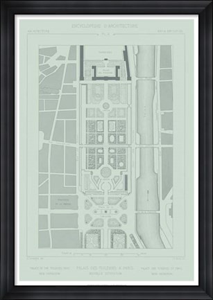 Framed Mint &amp; Slate Garden Plan II Print