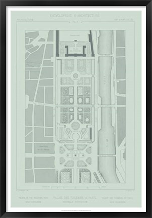 Framed Mint &amp; Slate Garden Plan II Print