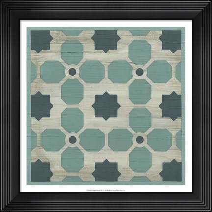 Framed Verdigris Garden Tile I Print