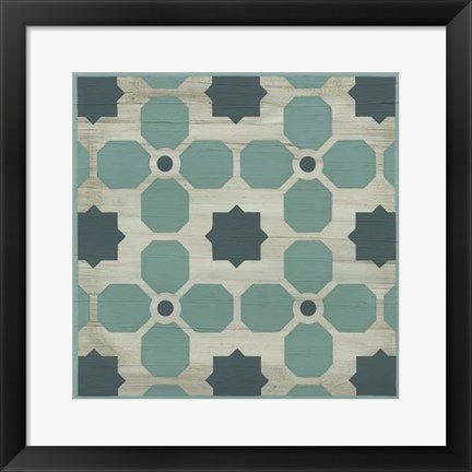 Framed Verdigris Garden Tile I Print