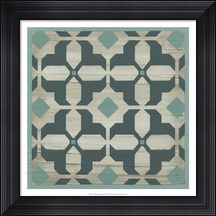 Framed Verdigris Garden Tile II Print