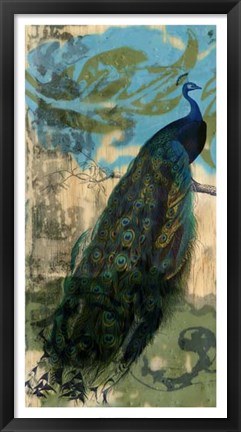 Framed Rustic Peacock I Print