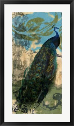 Framed Rustic Peacock I Print