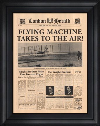 Framed Flying Machine Takes to the Air! Print